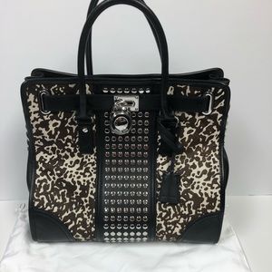 Michael Kors Hamilton Studded Leather Calf Hair